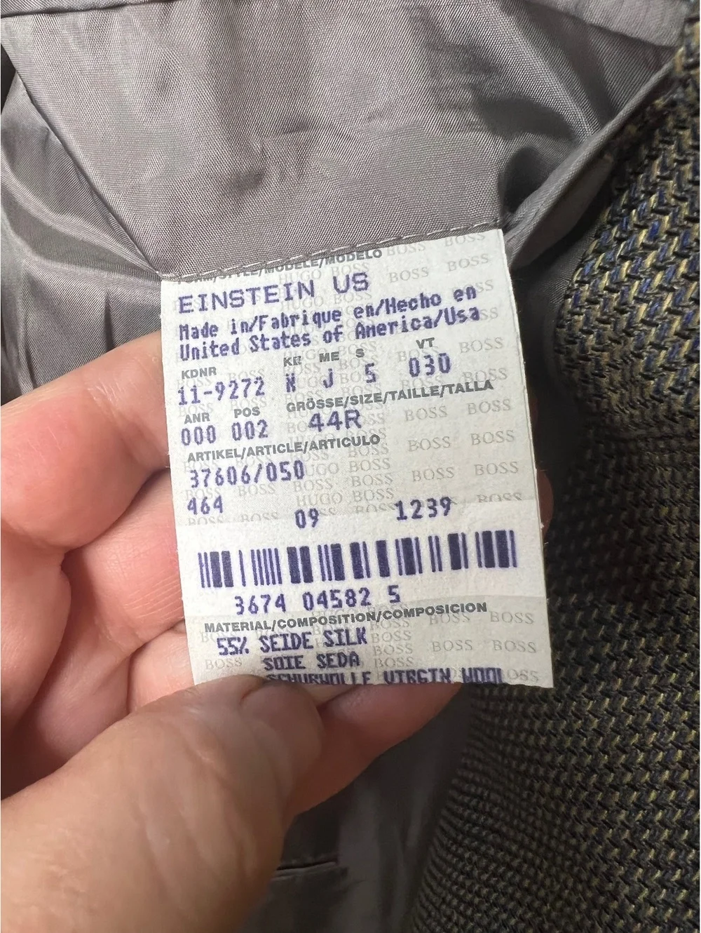 Hugo Boss Einstein Gray Silk Wool Blend Sport Coat Textured Geometric Weave 44R
